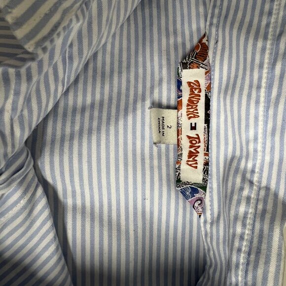 Zendaya x Tommy Hilfiger Striped Oversized Shirt Womens 2 Blue White Tunic - Picture 7 of 16